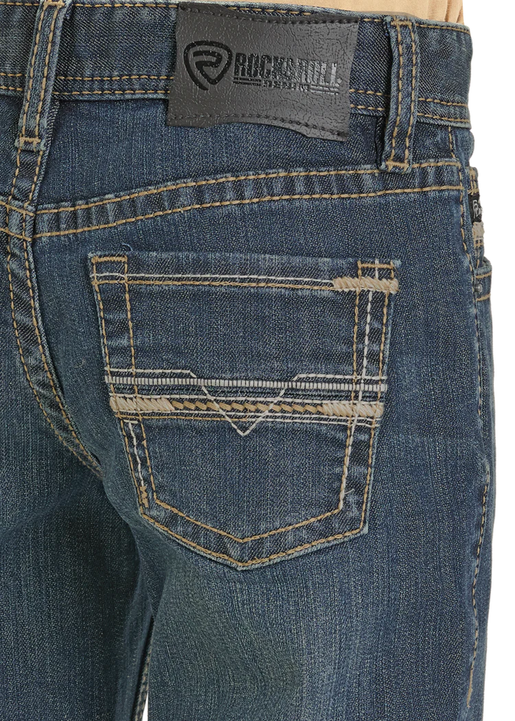 Rock & Roll Boys' Regular Fit Step Pocket Stitch Bootcut Jeans