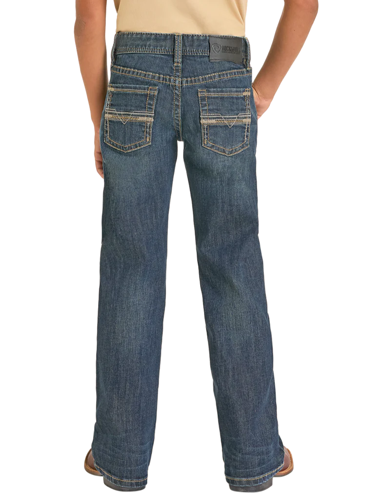 Rock & Roll Boys' Regular Fit Step Pocket Stitch Bootcut Jeans