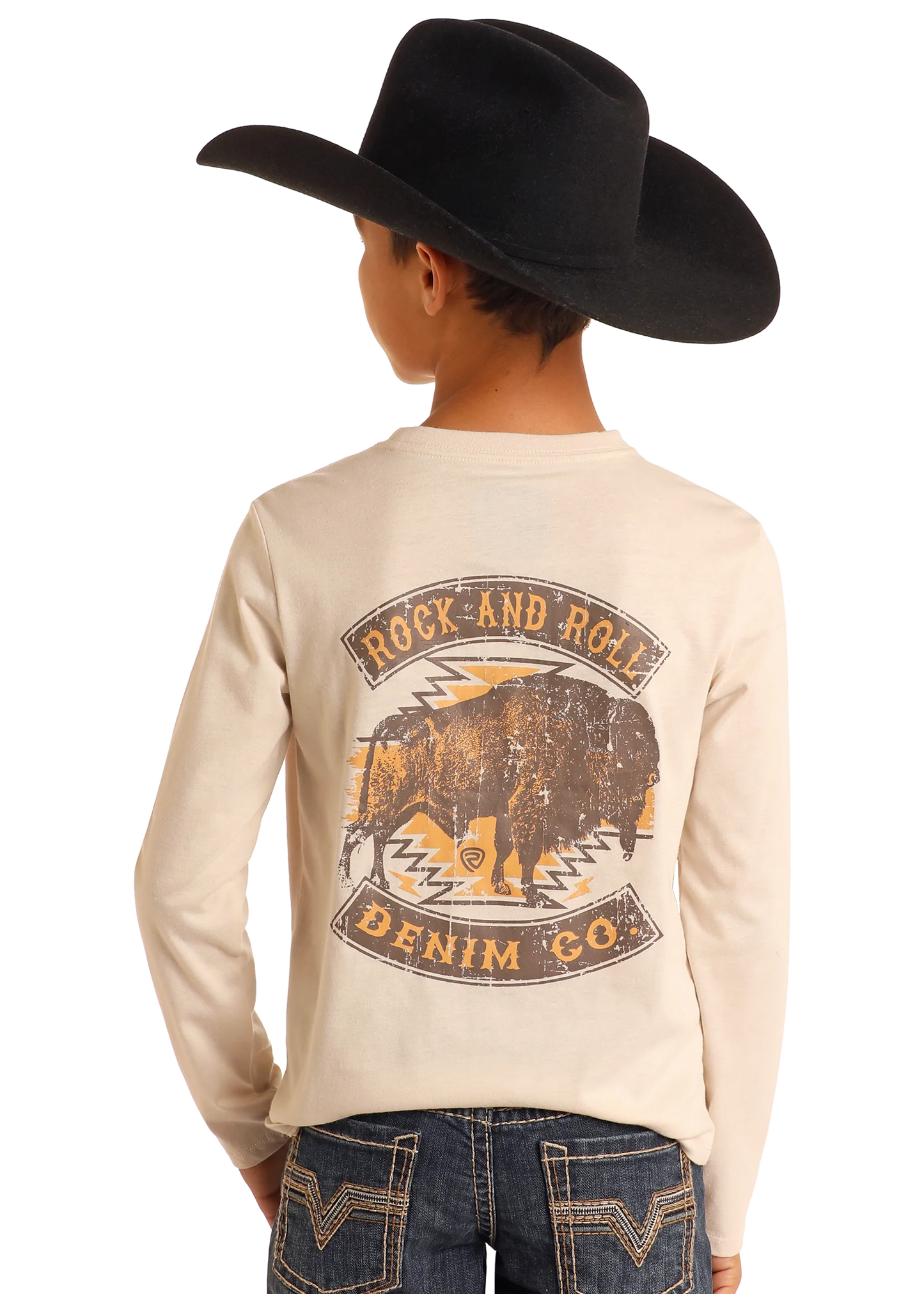 Rock & Roll Denim Boy's Buffalo Graphic Long Sleeve Tee