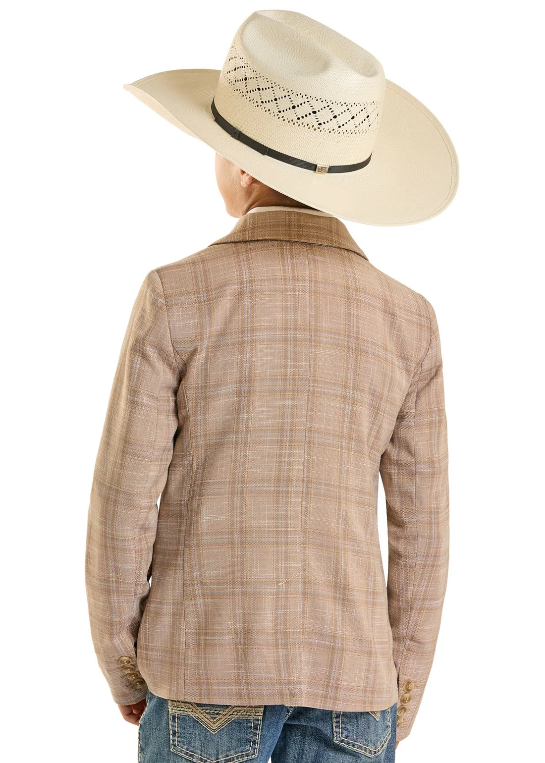 Rock & Roll Denim Boys' Tan Plaid Sport Coat