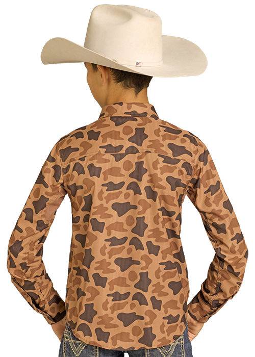 Rock & Roll Boys' TEK Western Camel Camo Long Sleeve Shirt