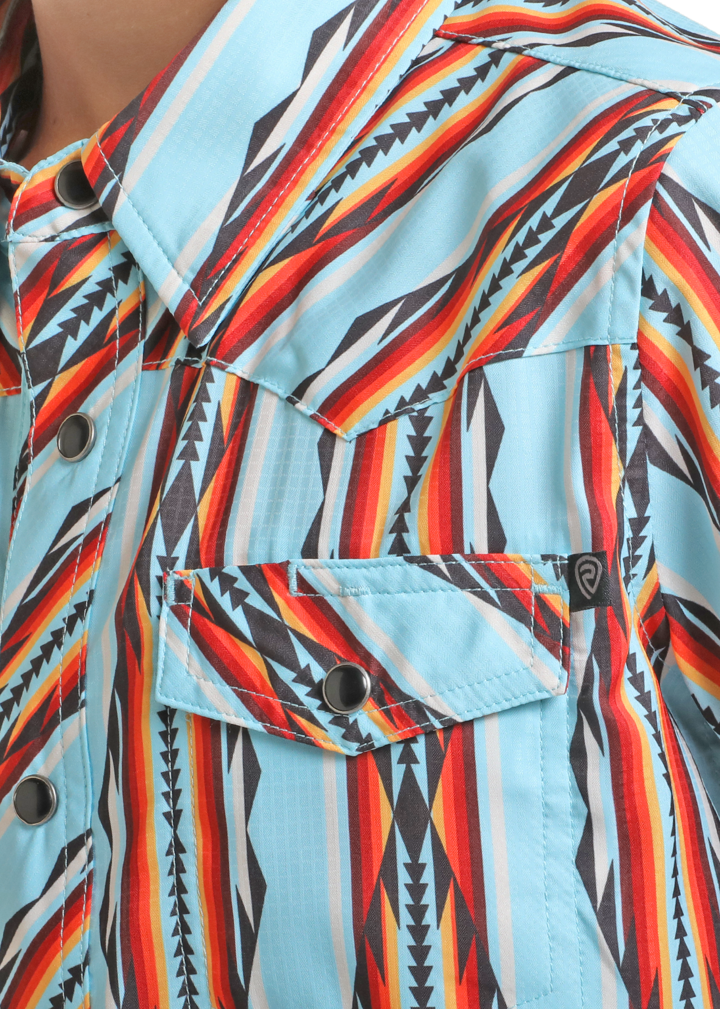 Rock & Roll Denim Boy's Tek Turquoise Aztec Snap Shirt