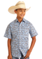 Rock & Roll Boys' Blue Paisley Short Sleeve Snap Shirt