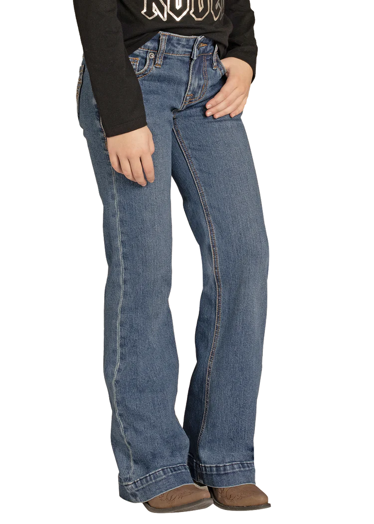 Rock & Roll Girls' Boot Stitch Pocket Trouser Jeans