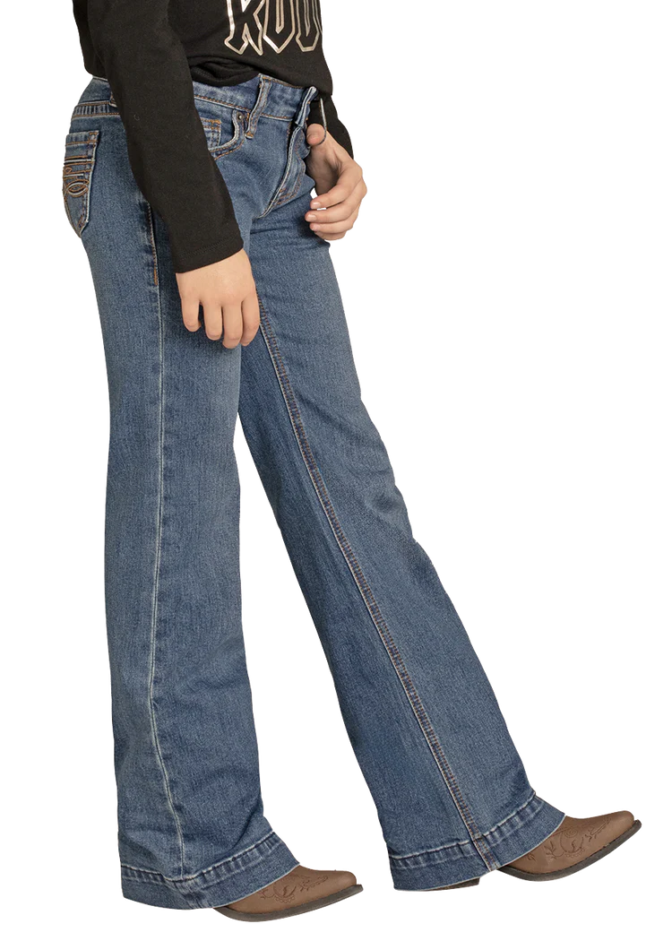 Rock & Roll Girls' Boot Stitch Pocket Trouser Jeans