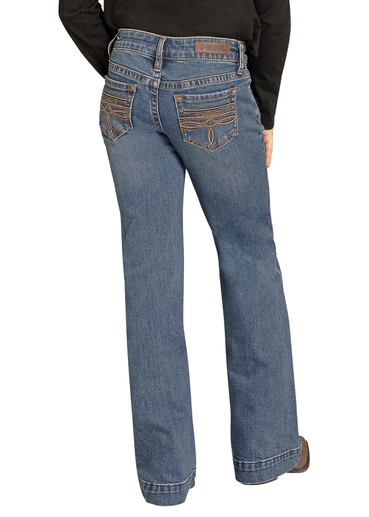 Rock & Roll Girls' Boot Stitch Pocket Trouser Jeans