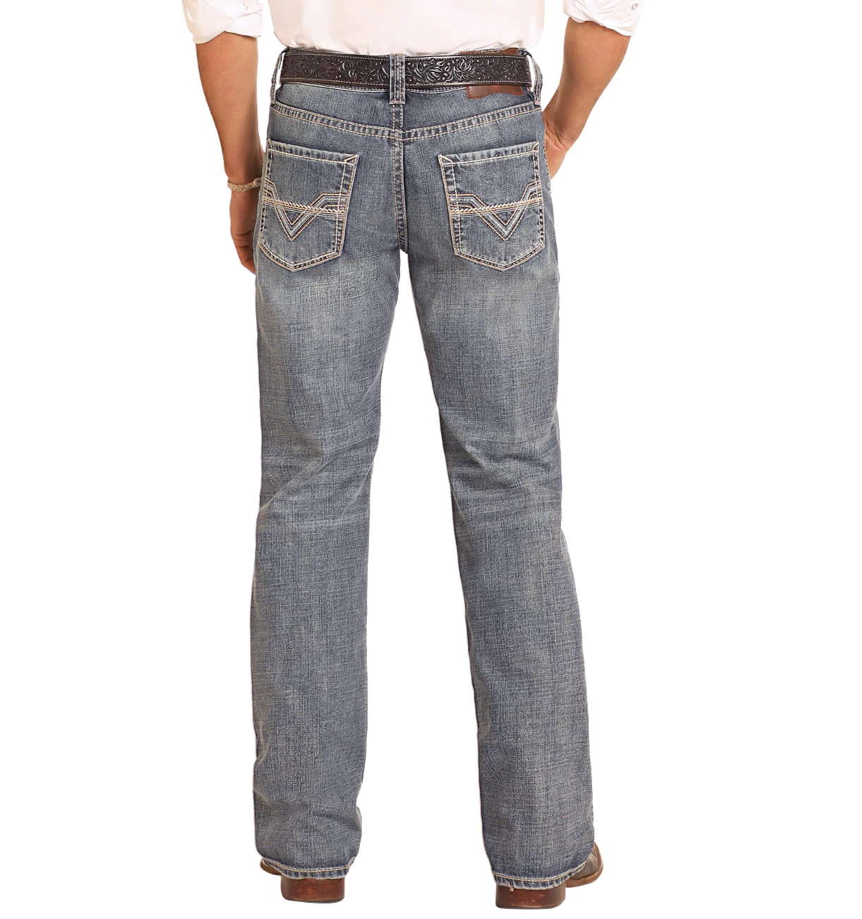 Rock & Roll Denim Relaxed Fit V Stitch Straight Leg Jeans