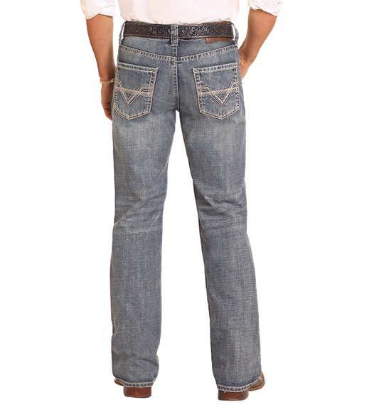 Rock & Roll Denim Relaxed Fit V Stitch Straight Leg Jeans