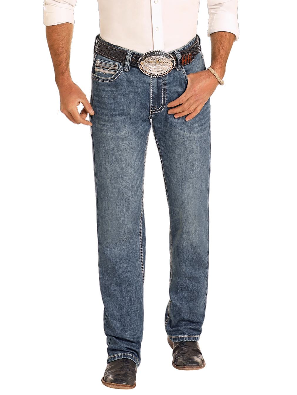 Rock & Roll Denim Slim Fit Rope Stitch Straight Leg Jeans