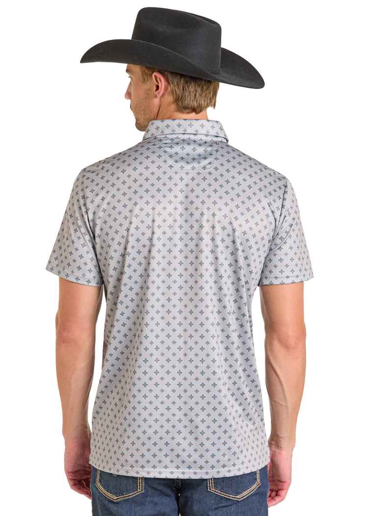 Rock & Roll Grey Medallion Print Polo