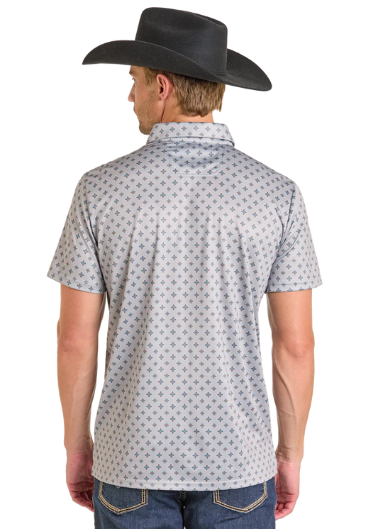 Rock & Roll Grey Medallion Print Polo