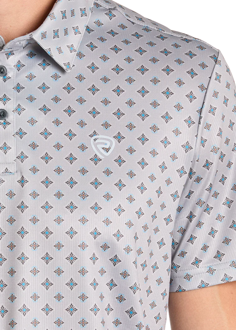 Rock & Roll Grey Medallion Print Polo