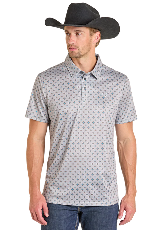 Rock & Roll Grey Medallion Print Polo