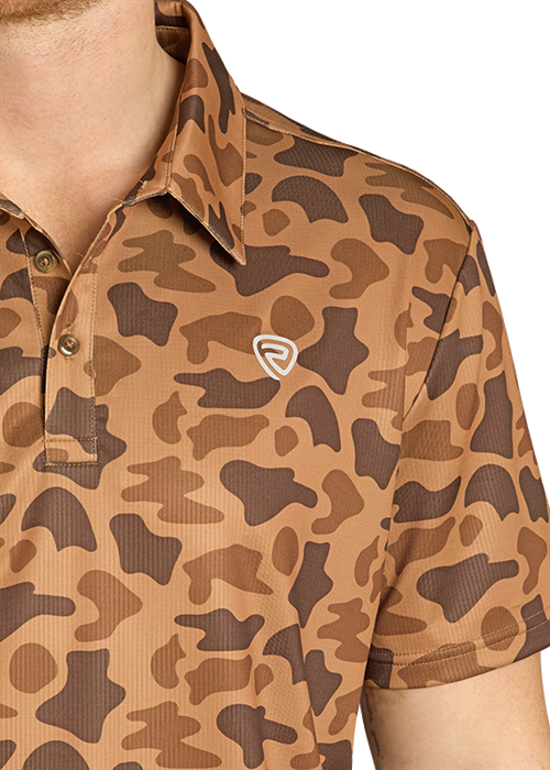 Rock and Roll Camo Print Short Sleeve Stretch Polo Shirt