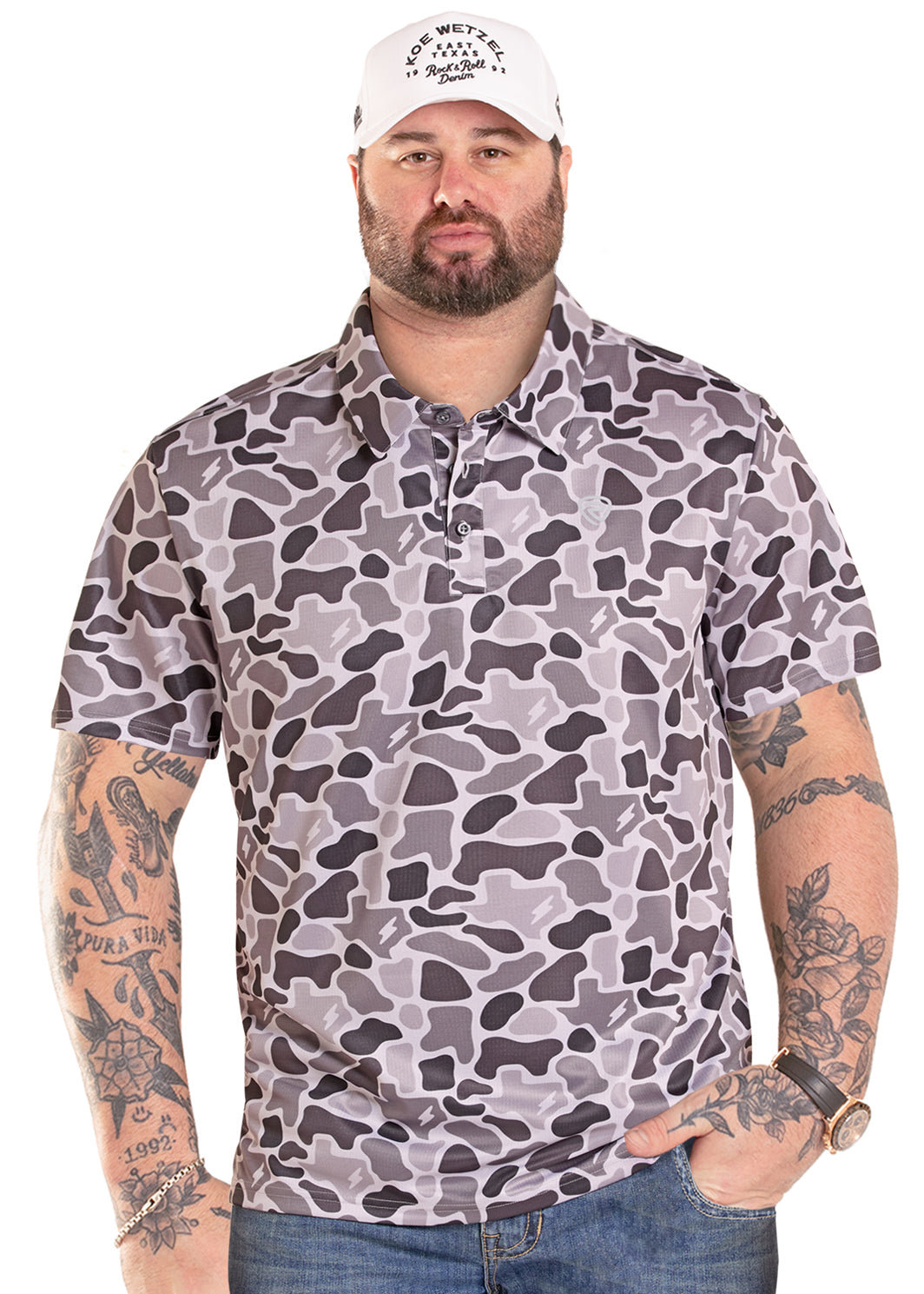 Rock & Roll Koe Wetzel Texas Camo Polo