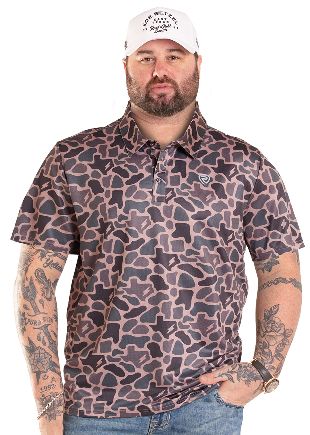 Rock & Roll Koe Wetzel Traditional Texas Camo Polo