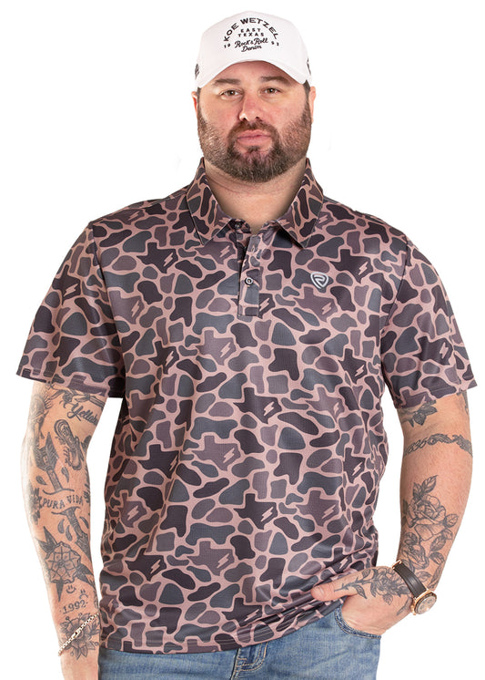 Rock & Roll Koe Wetzel Traditional Texas Camo Polo