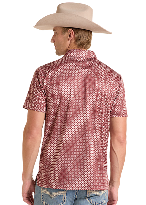 Rock & Roll Maroon Medallion Print Polo
