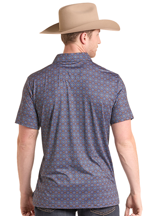 Rock & Roll Chocolate Medallion Print Polo
