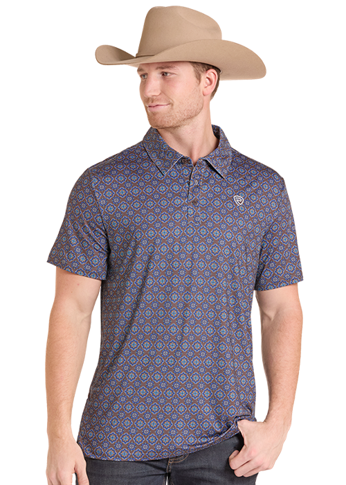 Rock & Roll Chocolate Medallion Print Polo