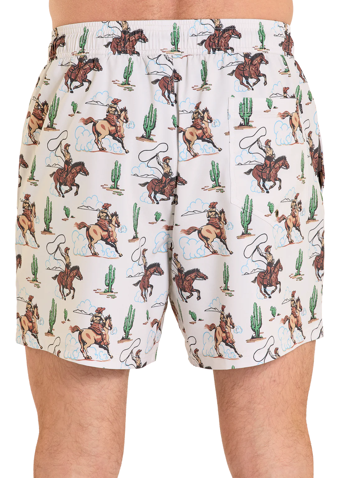 Rock & Roll Denim Light Desert Cowboy Print Volley Swim Shorts