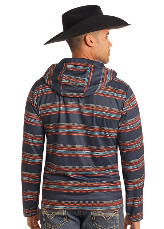 Rock & Roll Denim Striped Performance Hoodie