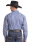 Blue Stripe Print Long Sleeve Button Shirt