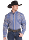 Blue Stripe Print Long Sleeve Button Shirt