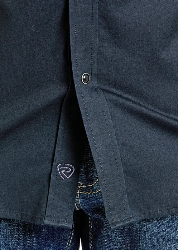 Rock & Roll Denim Slim Fit Black Twill Long Sleeve Snap Shirt
