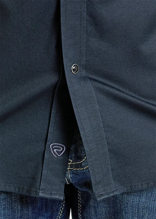 Rock & Roll Denim Slim Fit Black Twill Long Sleeve Snap Shirt
