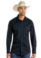 Rock & Roll Denim Slim Fit Black Twill Long Sleeve Snap Shirt