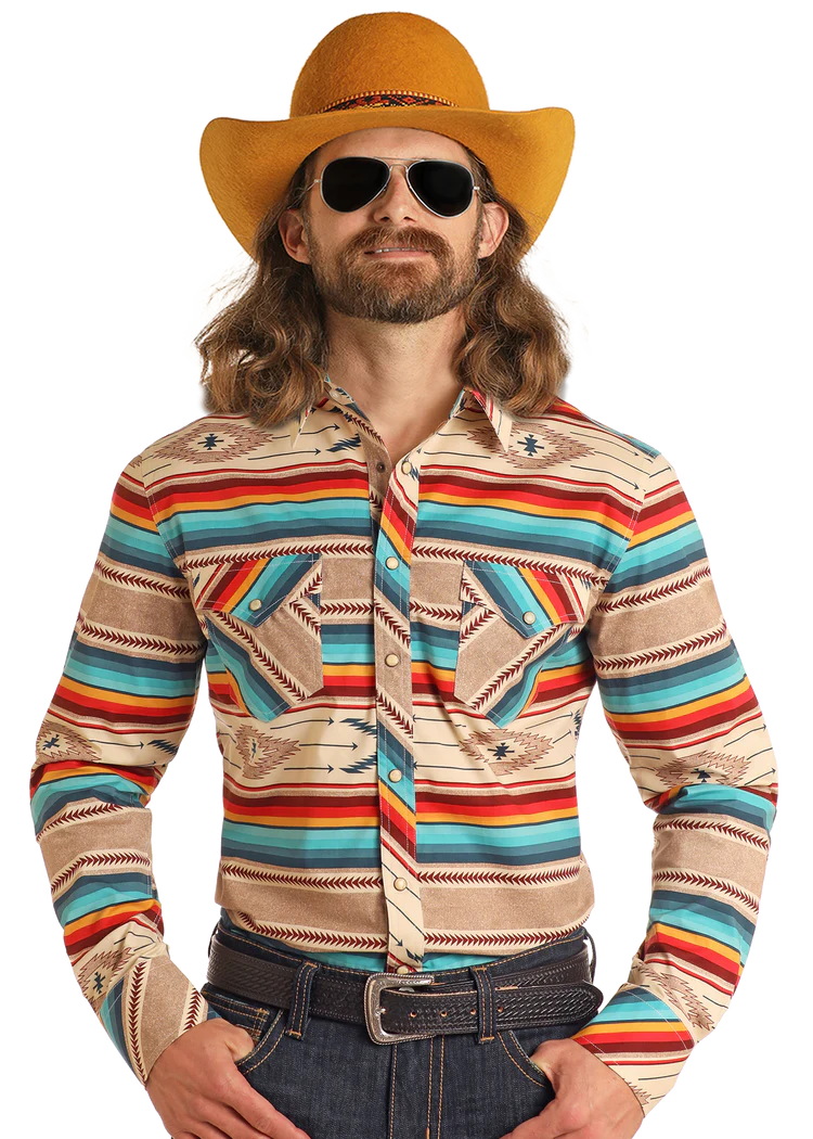 Rock & Roll Denim Dale Brisby Slim Fit Southwestern Serape Shirt