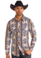 Rock & Roll Denim Slim Fit Tan Southwestern Print Shirt