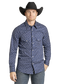 Rock & Roll Navy Geo Print Long Sleeve Snap Shirt