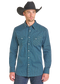 Rock & Roll Geo Print Long Sleeve Snap Shirt in Caribbean