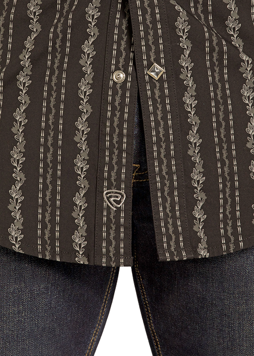 Rock & Roll Denim Black Wallpaper Print Western Shirt