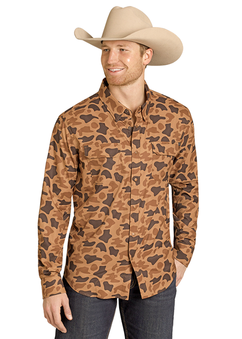 Rock & Roll TEK Western Camel Camo Long Sleeve Shirt