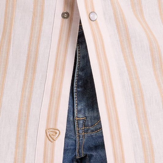 Rock & Roll Men's Tan Stripe Long Sleeve Shirt