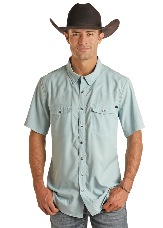 Rock & Roll TEK Western Aqua Short Sleeve Shirt