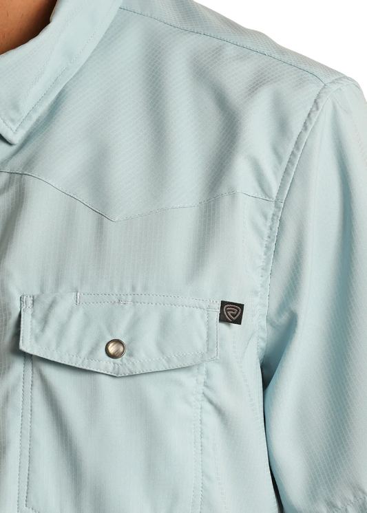 Rock & Roll TEK Western Aqua Short Sleeve Shirt