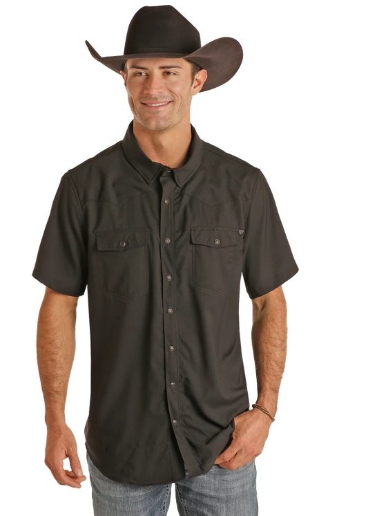 Rock & Roll TEK Western Black Short Sleeve Shirt