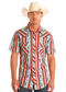 Rock & Roll Aztec Stripe Print Short Sleeve Snap Shirt