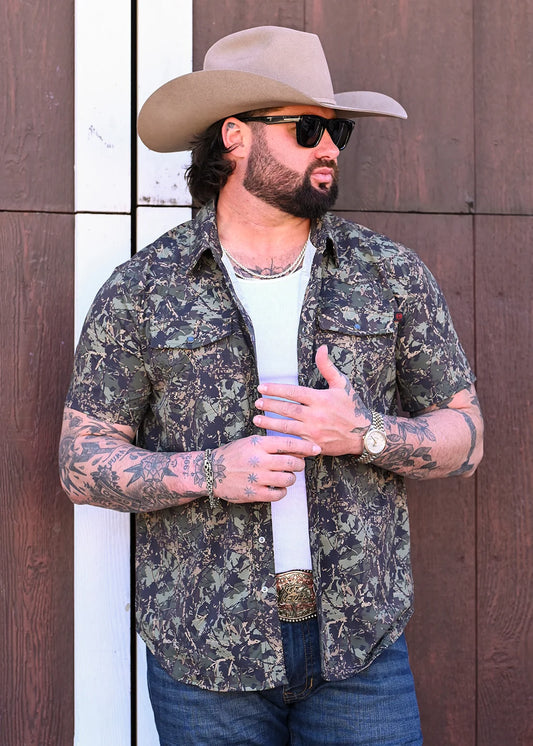 Rock & Roll Denim Koe Wetzel x TEK Western Camo Short Sleeve Shirt in Camo