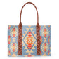 Wrangler Brown Southwestern Pattern Dual Sided Print Canvas Wide Tote