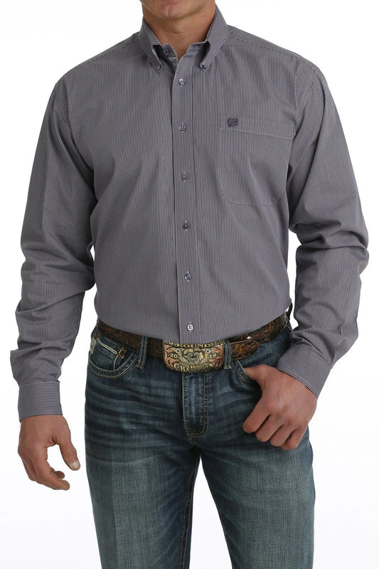 Cinch Purple Striped Button-Down Shirt