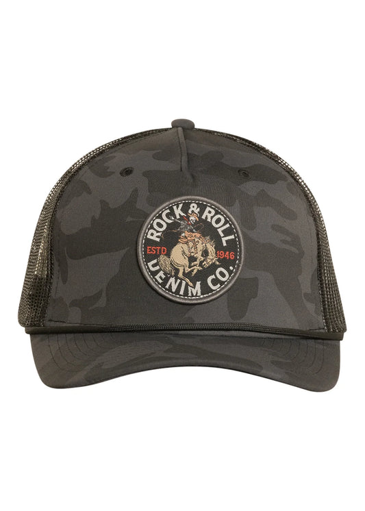 Rock and Roll Black Camo Patch Cap