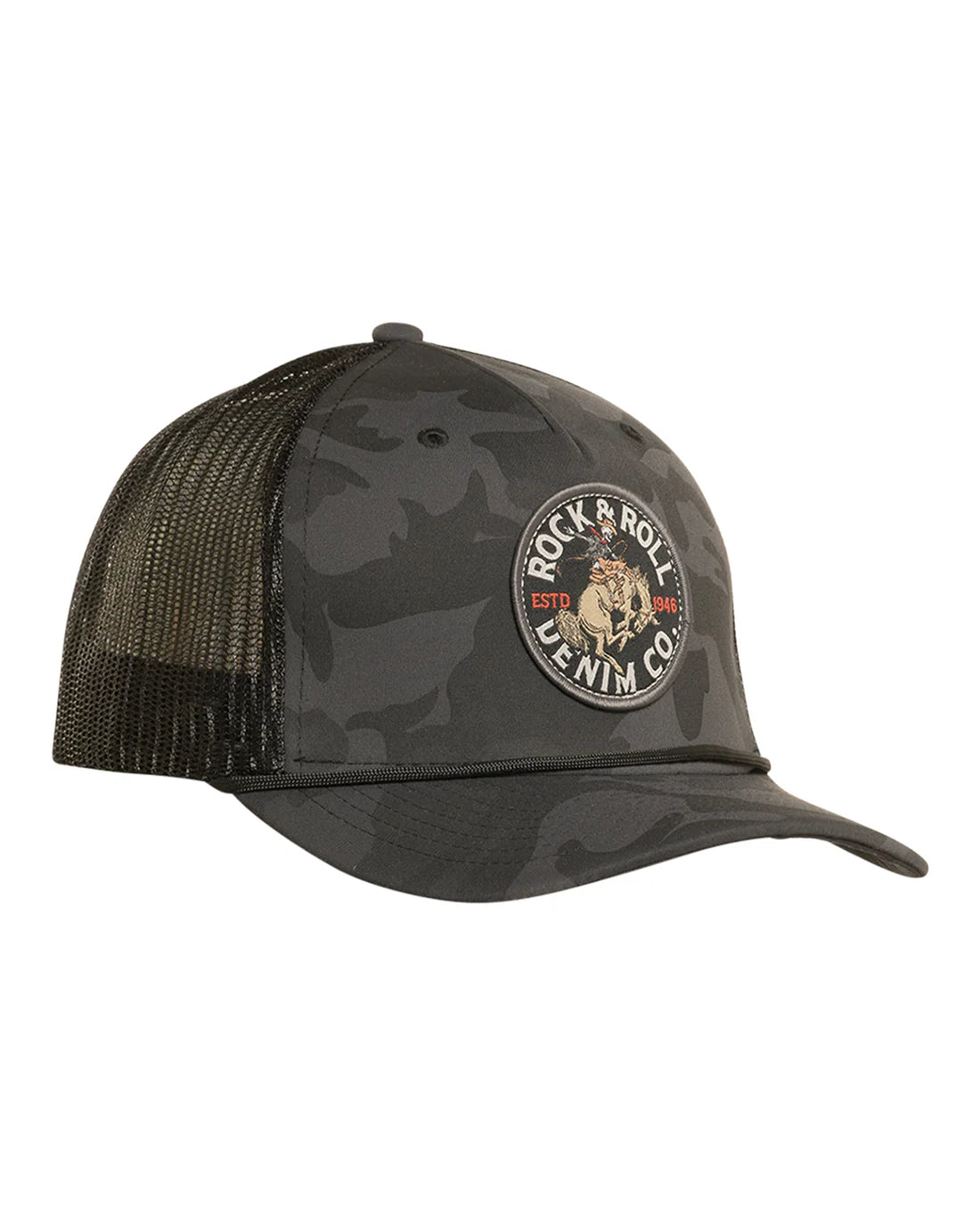 Rock and Roll Black Camo Patch Cap