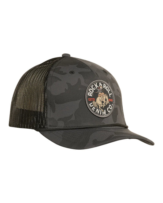 Rock and Roll Black Camo Patch Cap