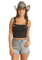 Rock & Roll Denim Black Square Neck Crop Top