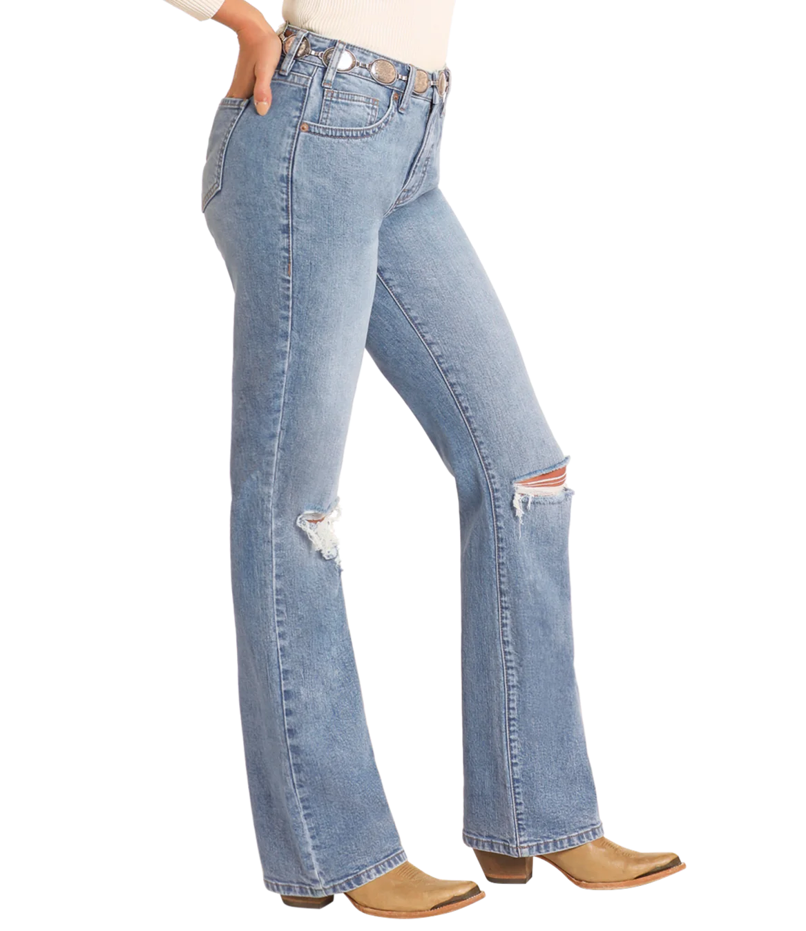 Rock & Roll Denim High Rise Distressed Bootcut Jeans